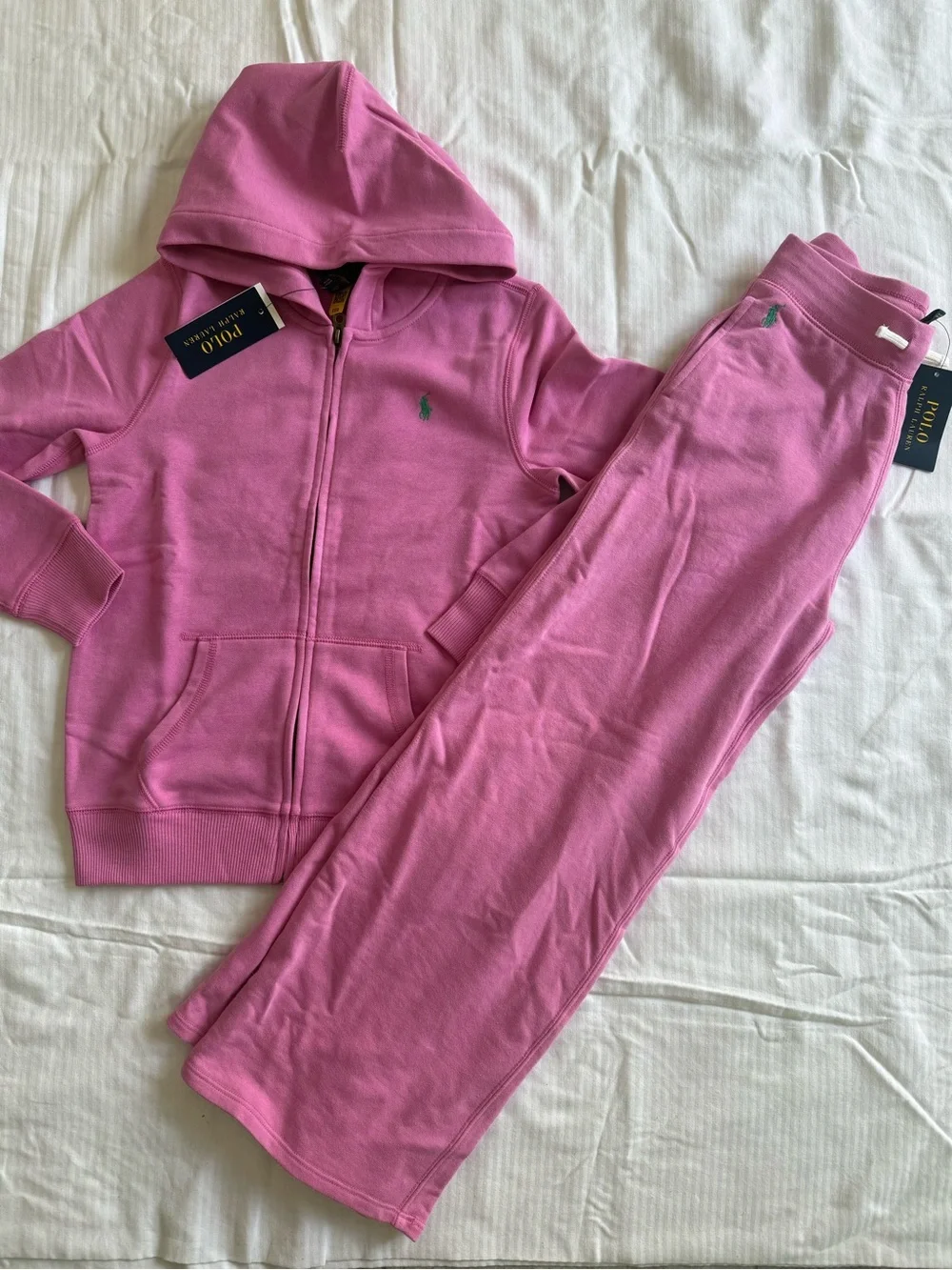 New girls Polo Ralph Lauren Sz L 12-14 Hooded Zip Jacket & Pants Set sweatsuit